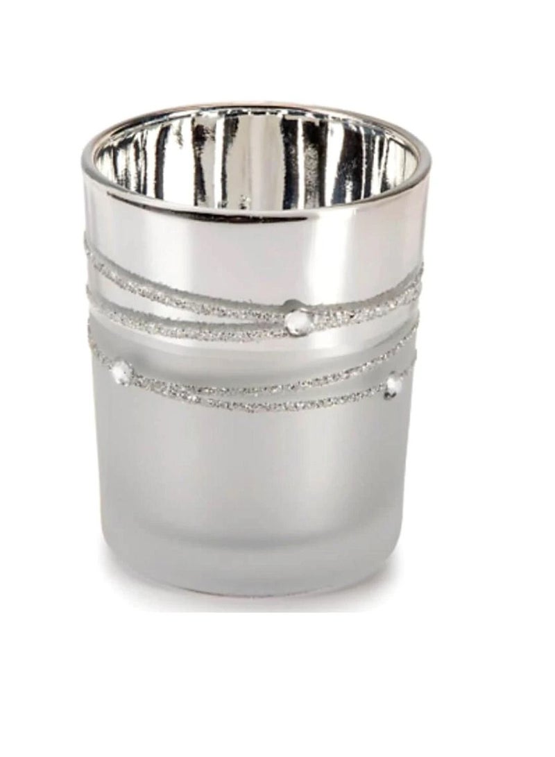 Glass Votives Silver Plated with Rhinestones - Image 2