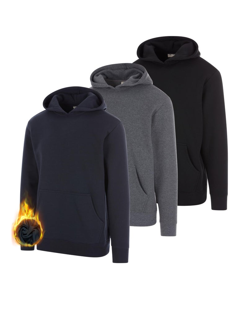 PURE CHAMP 3 Pack Fleece Hoodies for Men Long Sleeve Essentials Hoodie Cotton Active Athletic Workout Sweatshirts for Men - Image 1