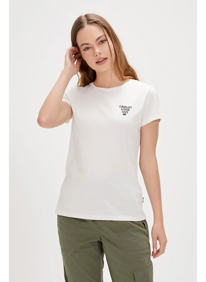 Bad Bear Laura White Basic Printed Women's T-Shirt