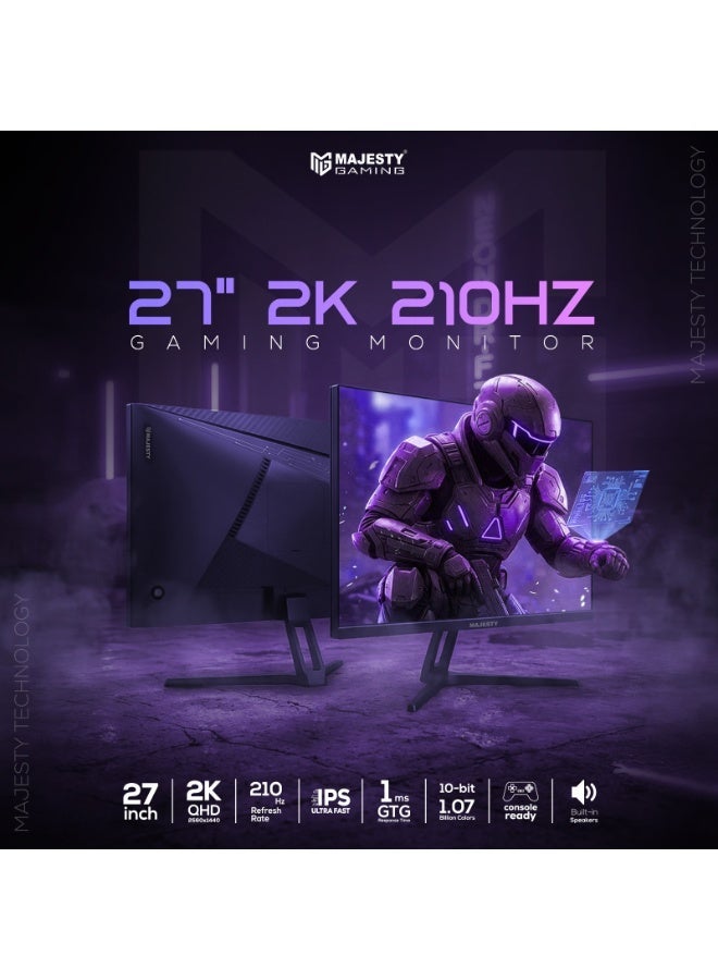 ماجيستي شاشة ألعاب ماجيستي 27 بوصة 2K QHD | 210Hz | 1ms | ULTRA FAST IPS | HDR400 | G-SYNC & FreeSync | HDMI | DisplayPort | VESA - Image 2