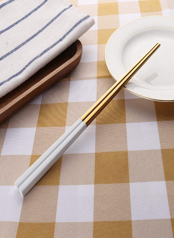 Minta 5 Pairs Fashionable and exquisite Korean stainless steel chopsticks (White+Gold) - Image 3