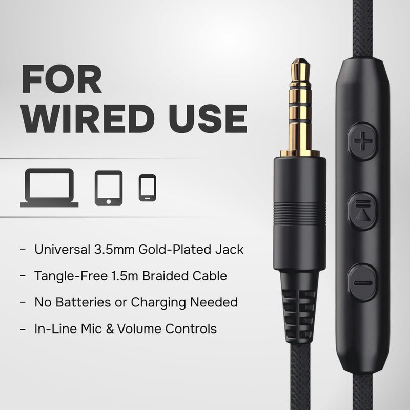 ARTIX Over Ear Headphones Wired with Microphone and Volume Control, Foldable Noise Isolating Headset with Deep Bass for School, Laptop, Computer, Chromebook, Tablet, Travel (3.5mm Jack) - Image 3