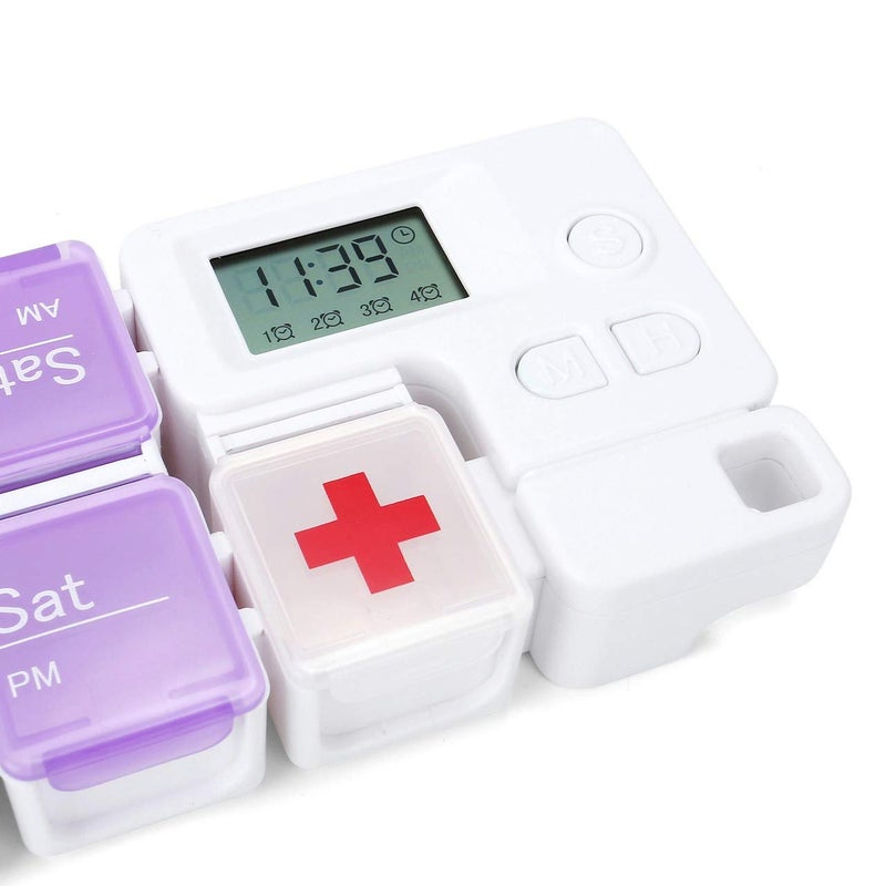 CozyCabin 7-Day Pill Organizer with Medicine Reminder Alarm, Cozycabin Weekly Large Vitamin Box Organizer - AM PM Daily Travel Medication Box(Rainbow) - Image 2