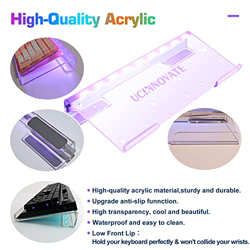 UCINNOVATE RGB Acrylic Computer Keyboard Stand, Mini LED Backlit Tray, 60% Gaming USB Interface Tilted for Easy Ergonomic Typing and Working, Office Desk, Home - Image 2