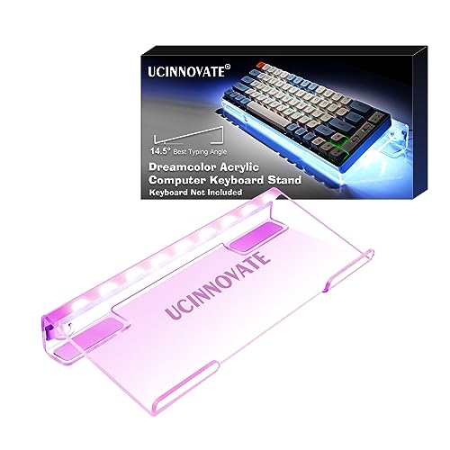 UCINNOVATE RGB Acrylic Computer Keyboard Stand, Mini LED Backlit Tray, 60% Gaming USB Interface Tilted for Easy Ergonomic Typing and Working, Office Desk, Home - Image 1