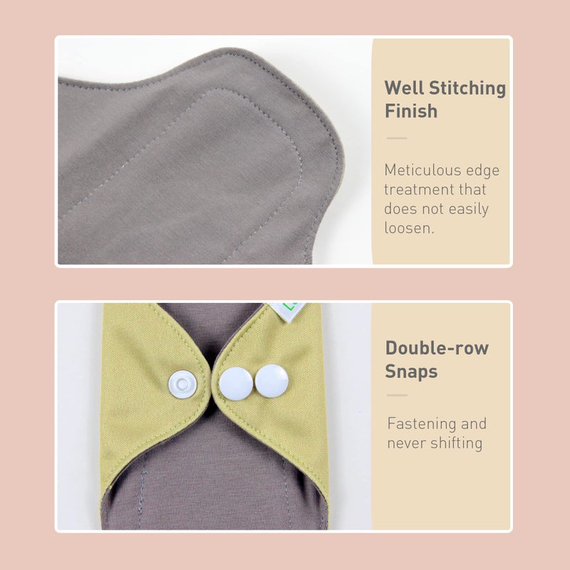Langsprit Cotton Reusable Period Pads for Women, Washable Pads Menstrual, Regular Absorbency Cotton Cloth Menstrual Pads 3pcs Set with Mini Wet Bag, Suitable for Menstrual Period - Image 4