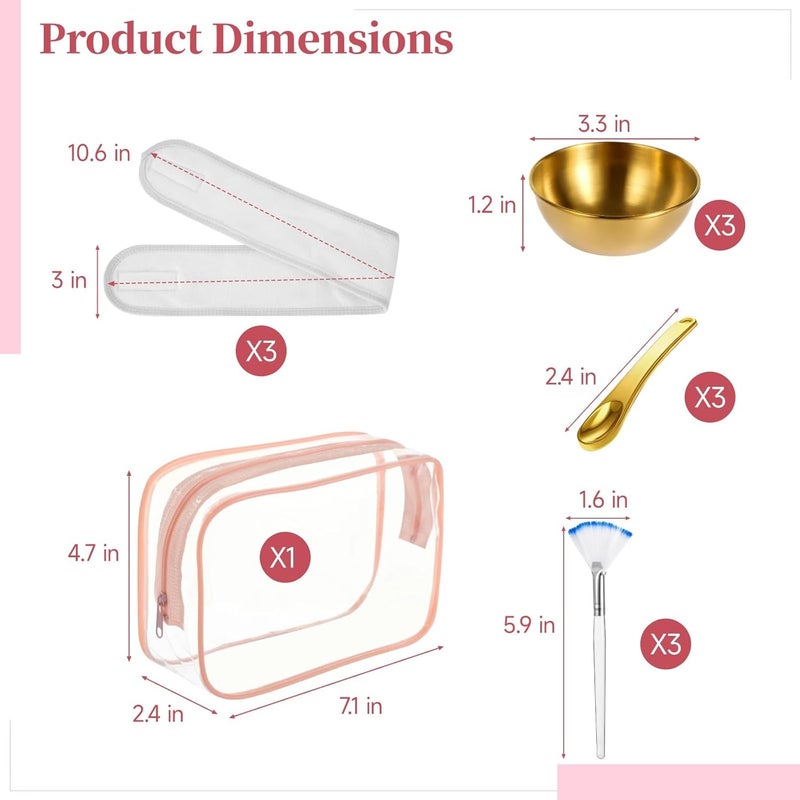 Skincare Set: Golden Bowls, Spoons, Brushes, Headbands, And Bag (Ten Pieces) - Image 5