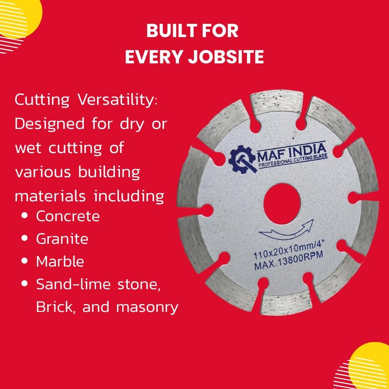 MAF PRO Marble Cutting Blade – 4" / 110mm Diameter, 16/20mm Bore, Segment, Professional Quality (Pack of 1) - Image 3