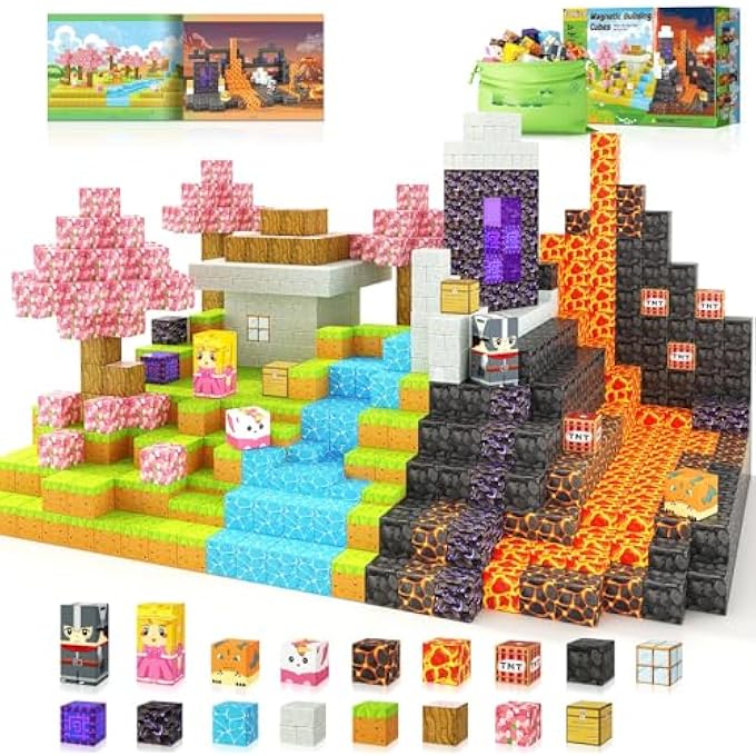 MAGNETIC BLOCKS - BUILD MINE MAGNET WORLD MAGIC PORTAL SET, MAGNETIC TILES BUILDING BLOCKS TODDLER TOY STEM SENSORY OUTDOOR TOYS FOR 3+ YEAR OLD BOYS & GIRLS, CREATIVE KIDS GAMES KIDS TOYS 84PCS - Image 1