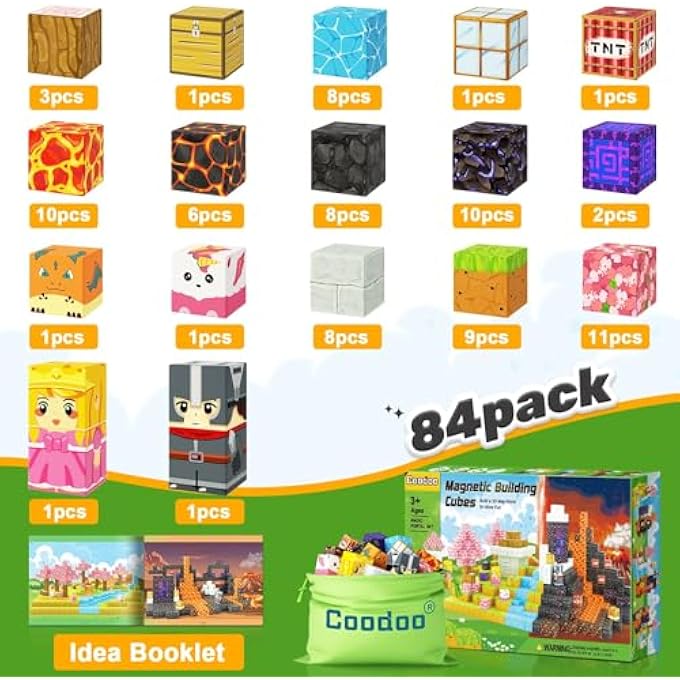 MAGNETIC BLOCKS - BUILD MINE MAGNET WORLD MAGIC PORTAL SET, MAGNETIC TILES BUILDING BLOCKS TODDLER TOY STEM SENSORY OUTDOOR TOYS FOR 3+ YEAR OLD BOYS & GIRLS, CREATIVE KIDS GAMES KIDS TOYS 84PCS - Image 5