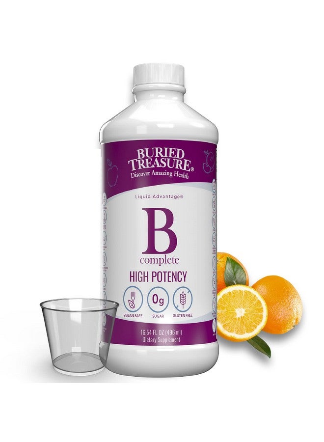 Buried Treasure B Complete High Potency All B Vitamins Liquid Supplement For Stress Energy And Healthy Immune Support Vegan Non Gmo 16 Oz W/ Dose Cup - Image 2