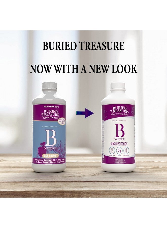 Buried Treasure B Complete High Potency All B Vitamins Liquid Supplement For Stress Energy And Healthy Immune Support Vegan Non Gmo 16 Oz W/ Dose Cup - Image 3