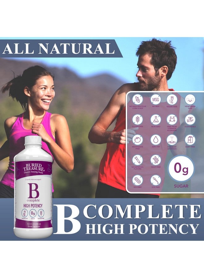 Buried Treasure B Complete High Potency All B Vitamins Liquid Supplement For Stress Energy And Healthy Immune Support Vegan Non Gmo 16 Oz W/ Dose Cup - Image 4