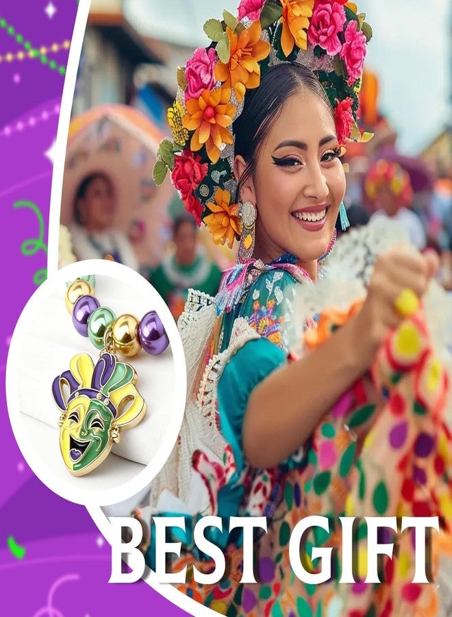 72ore Mardi Gras Bracelets for Women Outfit Accessories Mask Fleur De Lis Bracelet Carnival Mardi Gras Shirts Holiday Jewelry Gifts - Image 3