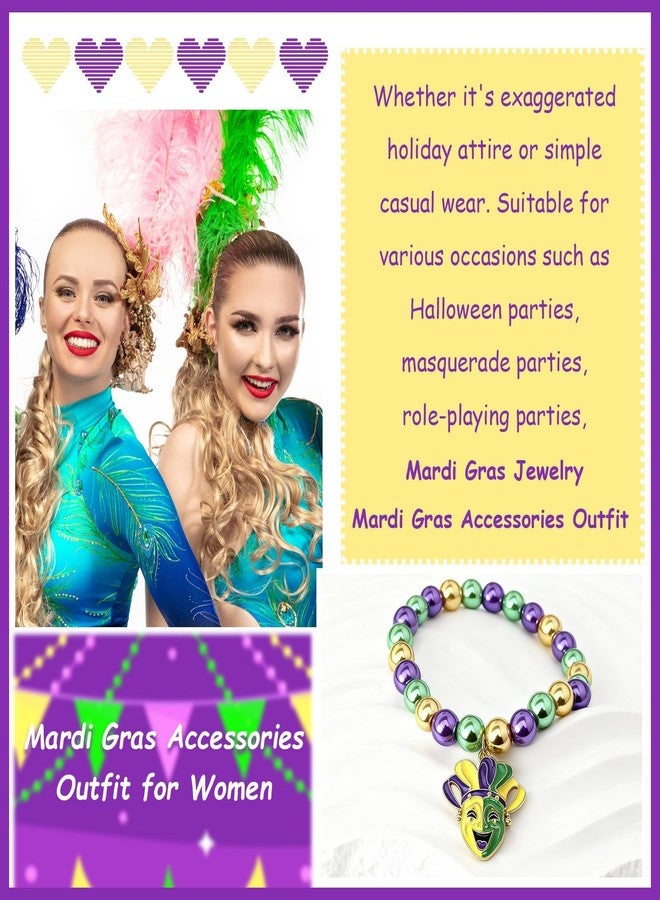 72ore Mardi Gras Bracelets for Women Outfit Accessories Mask Fleur De Lis Bracelet Carnival Mardi Gras Shirts Holiday Jewelry Gifts - Image 4