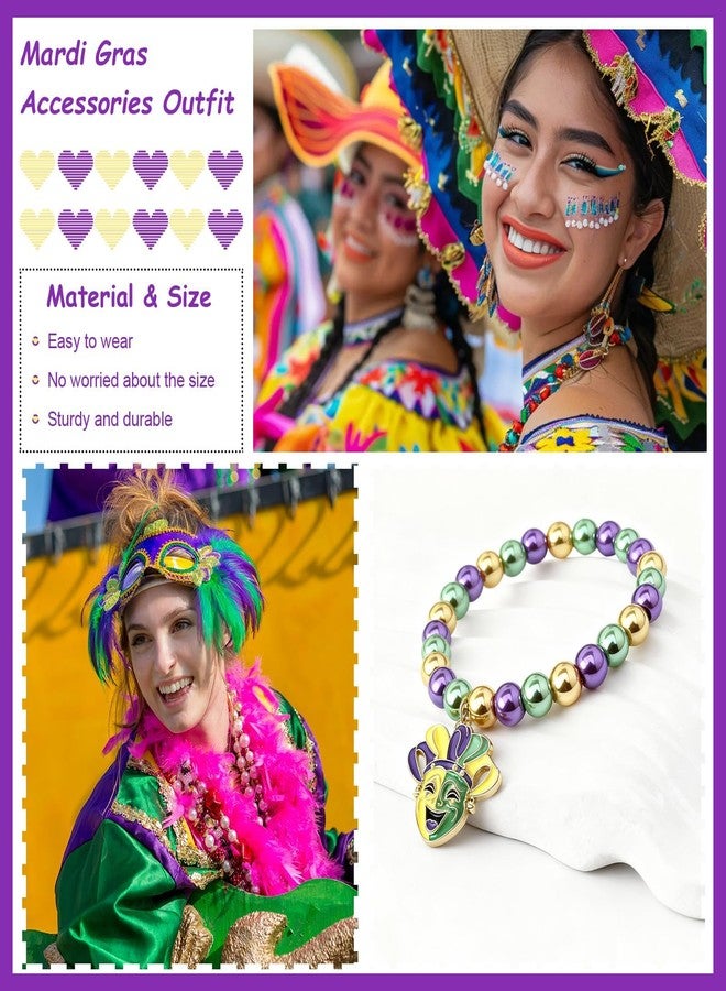 72ore Mardi Gras Bracelets for Women Outfit Accessories Mask Fleur De Lis Bracelet Carnival Mardi Gras Shirts Holiday Jewelry Gifts - Image 5