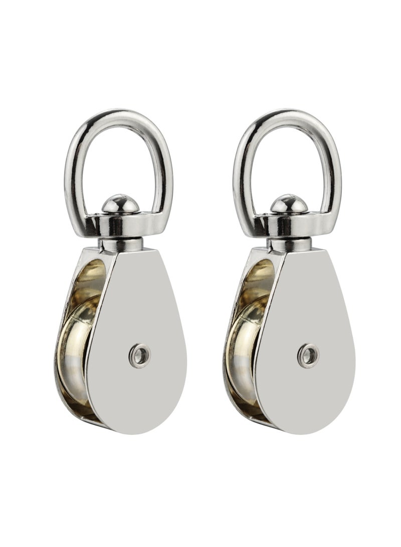 LAWAZIM Pro7 2 Pack Swivel Eye Pulley Block - 1inch - Zinc Alloy Single Wheel Rope & Cable Guide with Smooth & Silent Rotation for Lifting, Hanging, Garage, Camping & DIY Use - Image 1