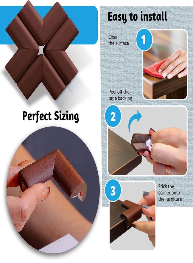 SYGA Baby Proofing Corner Guards Thick Foam Edge Protectors with 3M Adhesive, Child Safety Bumpers for Table & Desk Corners, Non-Toxic, BPA Free Furniture Corner Cushions (6, Brown) - Image 4