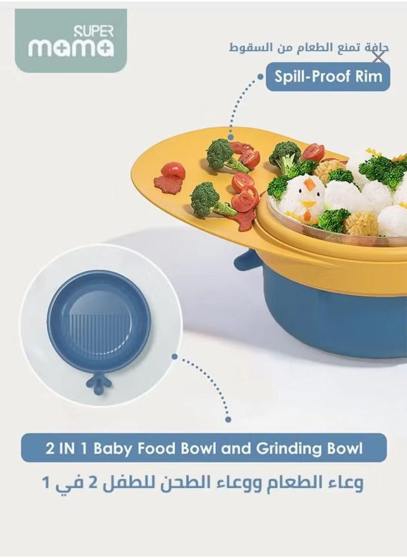 SUPERMAMA - Baby feeding bowl with suction and lid cute lunch box for kids school - Image 1