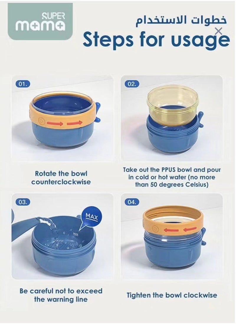 SUPERMAMA - Baby feeding bowl with suction and lid cute lunch box for kids school - Image 1