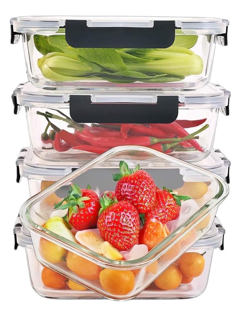 Generic - 5 Pack 36oz Meal Prep Containers with Lids Glass Food Prep Storage Containers   Airtight Lunch Bento Box Lunchbox for Microwave Ovens Dishwasher Freezer (5-Pack) - Image 1