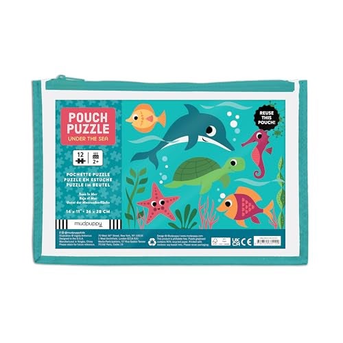 Mudpuppy Under the Sea – 12 Piece Puzzle with Reusable Zipper Pouch Featuring Colorful and Fun Illustrations of Ocean Creatures Perfect for Easy Storage and Travel - Image 1