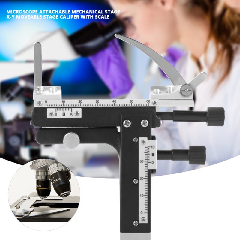 Microscope Moveable Stage Plastic Metal High-Precision Platform - Easy to Install Microscope Accessories for Lab Specimens Moving - Image 2