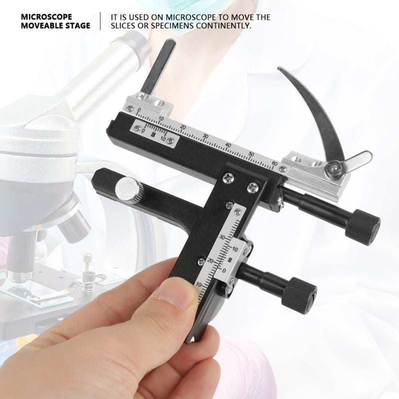 Microscope Moveable Stage Plastic Metal High-Precision Platform - Easy to Install Microscope Accessories for Lab Specimens Moving - Image 3