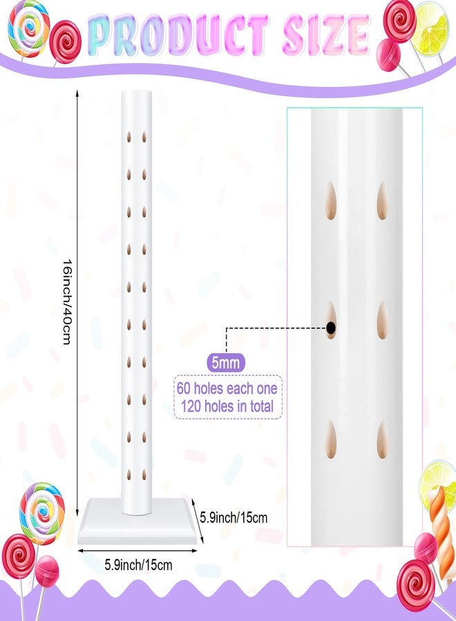 Treela 2 Pack Cake Pop Stand Lollipop Tree Holder Stand 60 Hole Wood Cake Candy Decorative Dessert Table Display for Party Wedding Baby Showers Birthday Anniversaries Holiday Party Favors(White) - Image 2