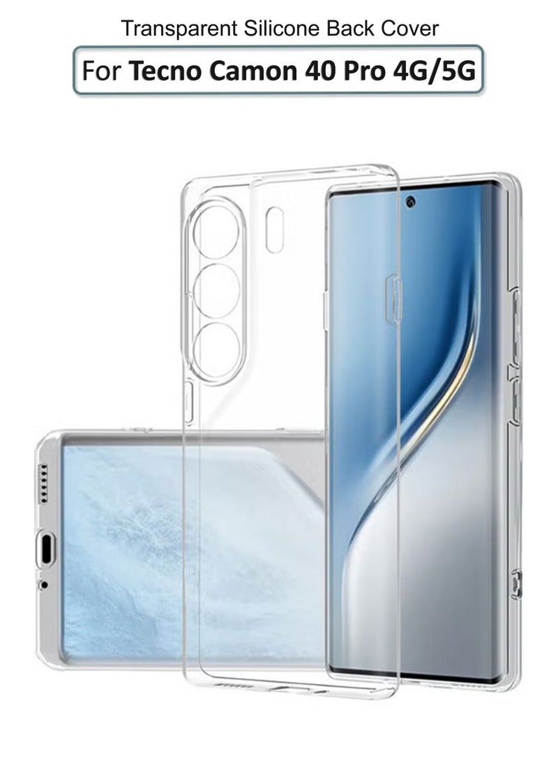 For Tecno Camon 40 Pro 4G / 5G - Soft Flexible Transparent Silicone Protective Back Case Cover-Transparent - Image 1