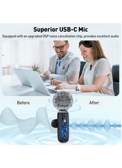 ماركة غير محددة ميكروفون USB C Lavalier ميكروفون صغير لاسلكي للهاتف من النوع C الذي يعمل بنظام Android/الكمبيوتر اللوحي/الكمبيوتر الشخصي لتسجيل الفيديو بمشبك على الميكروفونات مع مشبك قابل للتدوير وتسجيل Denoise  - Image 4