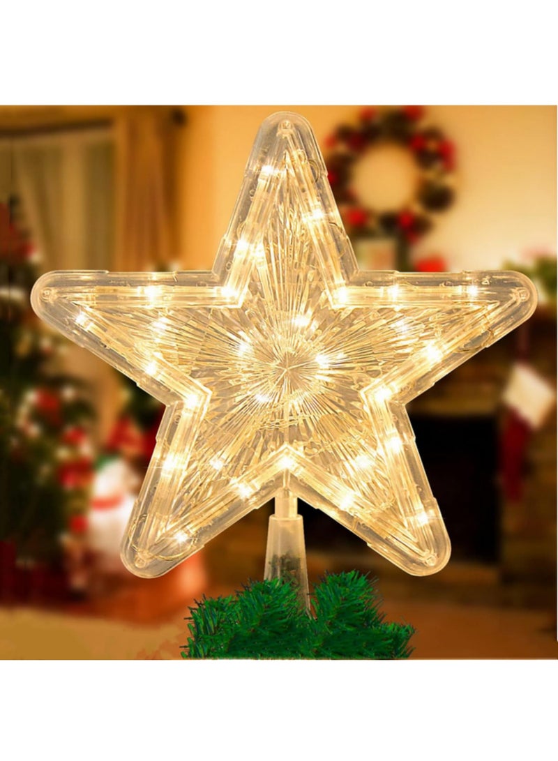 قطعة واحدة 23 سم زينة شجرة الكريسماس نجمة علوية مصباح LED ضوء أعياد الميلاد منزل أشجار الكريسماس سنة جديدة ديكورات عيد الميلاد 30 مصباح LED ضوء دافئ - Image 1