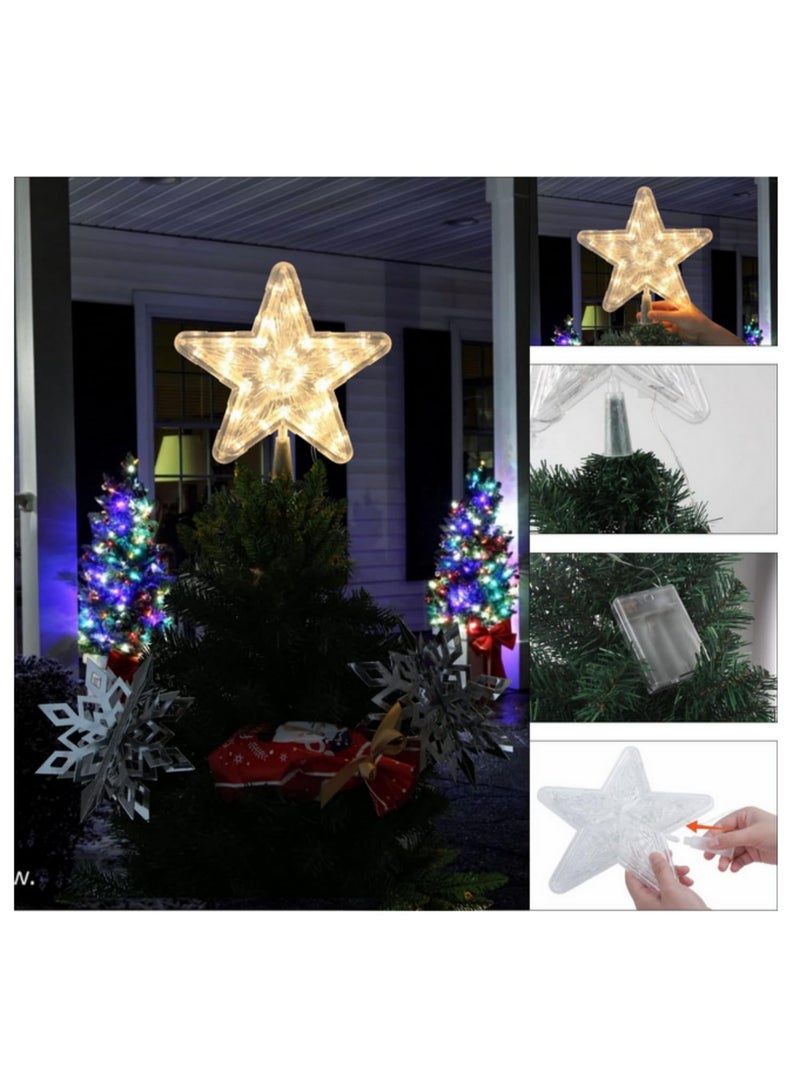 قطعة واحدة 23 سم زينة شجرة الكريسماس نجمة علوية مصباح LED ضوء أعياد الميلاد منزل أشجار الكريسماس سنة جديدة ديكورات عيد الميلاد 30 مصباح LED ضوء دافئ - Image 2