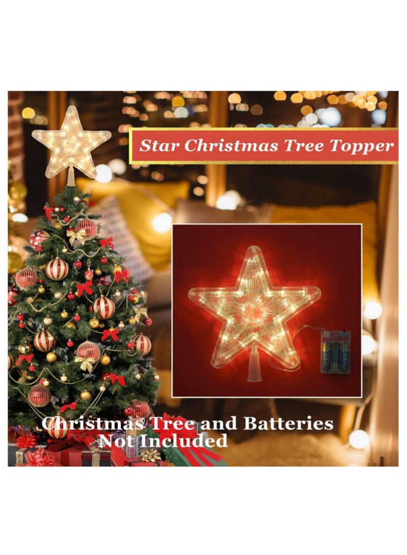 قطعة واحدة 23 سم زينة شجرة الكريسماس نجمة علوية مصباح LED ضوء أعياد الميلاد منزل أشجار الكريسماس سنة جديدة ديكورات عيد الميلاد 30 مصباح LED ضوء دافئ - Image 4