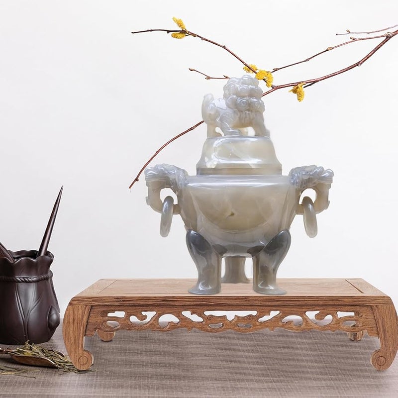 حامل عرض خشبي للمزهريات والحرف اليدوية والديكورات على الطراز الشرقي القديم لطاولة الرفع - Image 5