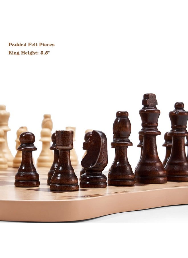 Vamslove Wooden Chess Board Set Large Unique Chessboard (Playing Area 15 X 15Inch) With 3.5" King Chess Pieces Durable Modern Gift For Chess Lover Home Decor  - Image 4