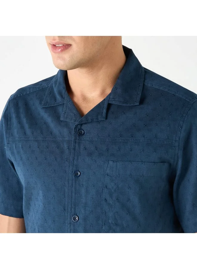 Lee Cooper Lee Cooper Textured Dobby Resort Shirt with Short Sleeves