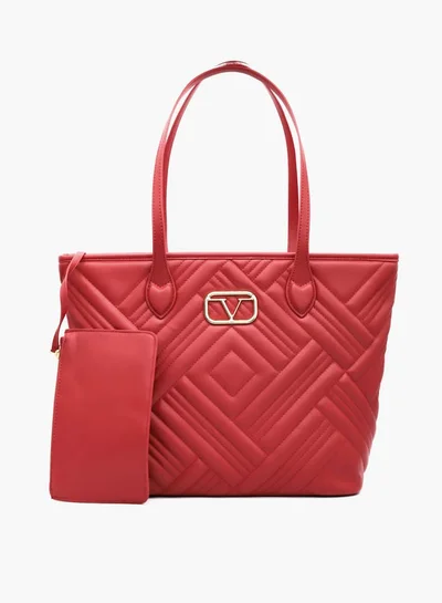 في ايطاليا Quilted Tote Bag with Double Handle and Pouch