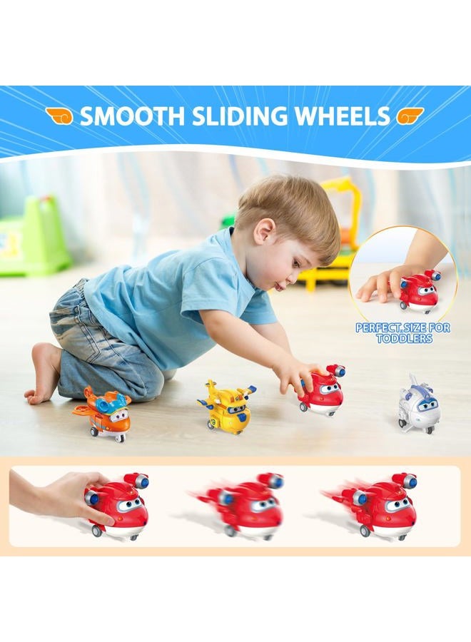 SUPER WINGS 2" Transform-a-Bots 4-Pack, Supercharged Jett, Donnie, Astra, Sunny, Airplane Toys Vehicle Mini Figures, Fun Toys for Kids, Transformer Toys for 3 4 5 Year Old Boys and Girls - Image 4