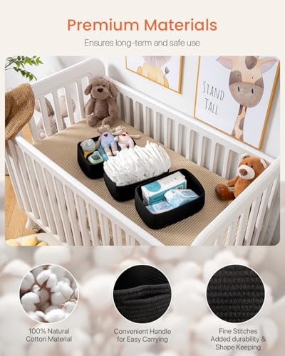 KALLAX Small Woven Basket, 12 x 8 x 4.5 Inches, Storage Basket for Organizing, Cute Small Rope Shelf Closet Cube Storage Bins Baskets for Shelves, Dog Toy Gift Baskets Empty, 3 Packs, Black - Image 4