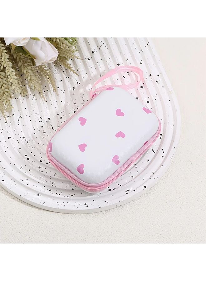 Pink Heart Hard Shell Organizer Case Zipper Closure Anti Drop Storage Box For Cables Chargers Keys - Image 1