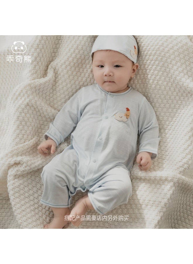 Good bear Cute Bear baby Summer Romper Thin Long Sleeve Air-conditioning Clothes Infant Elastic Jumpsuit Cool - Image 1