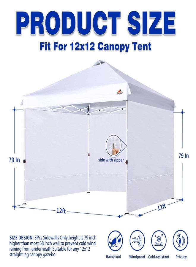 SCOCANOPY SideWall for 12x12ft Canopy Frame, 3 Pack SunWalls Only,(White) - Image 2