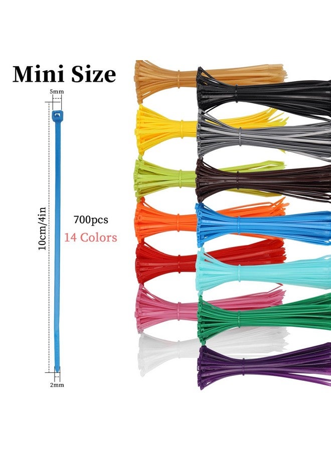 HTPARY 700 Pieces Colored Zip Ties 4 Inch Multi-Purpose Self-Locking Nylon Cable Ties in 14 Different Colour, Assorted Cord Management Bands for Chicken Leg Home Office Garden Workshop  - Image 2