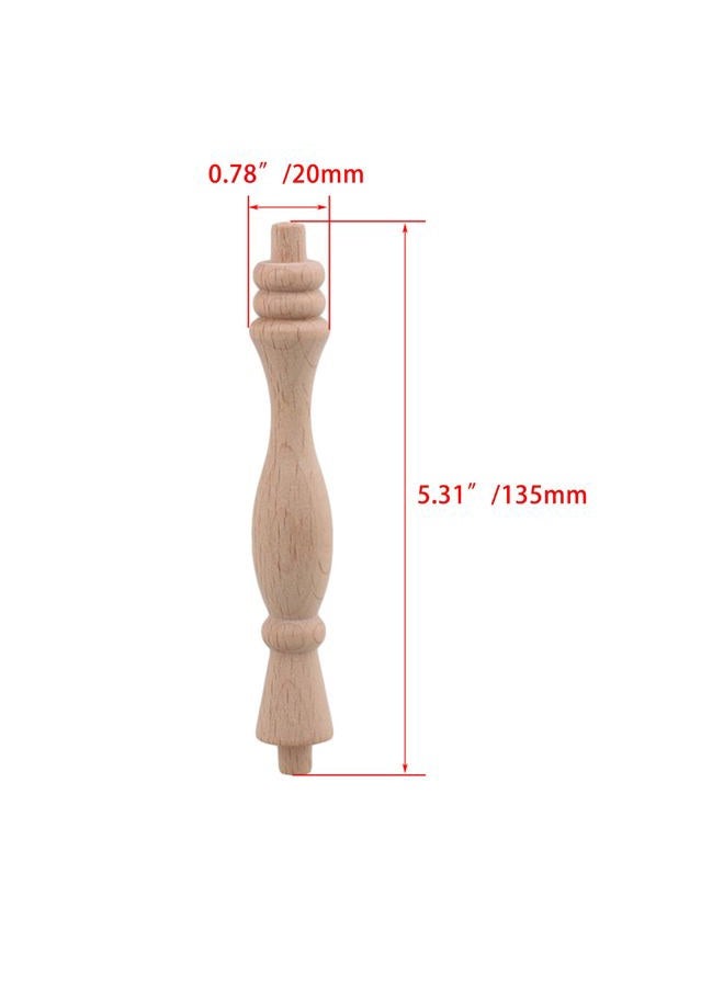 RDEXP 13.3cm Length Unpainted Wood Craft Spindles Baluster for Home Restaurant Decor Repair Decoration Set of 4 - Image 4