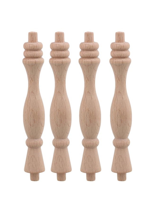 RDEXP 13.3cm Length Unpainted Wood Craft Spindles Baluster for Home Restaurant Decor Repair Decoration Set of 4 - Image 1