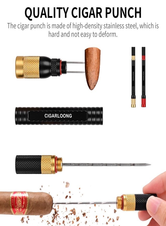 HANCIGAR Cigar Punch 4 in 1 Cigar Needle Portable Cigar Drill Gift Box Packaging (Gold + Black) - Image 2