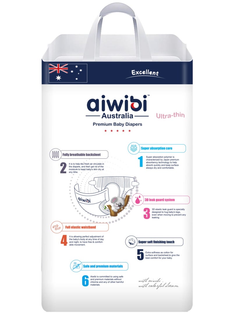 aiwibi baby diapers premium ultra thin size 3-62pcs (6-11kg) - Image 2
