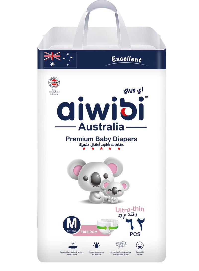 aiwibi baby diapers premium ultra thin size 3-62pcs (6-11kg) - Image 3