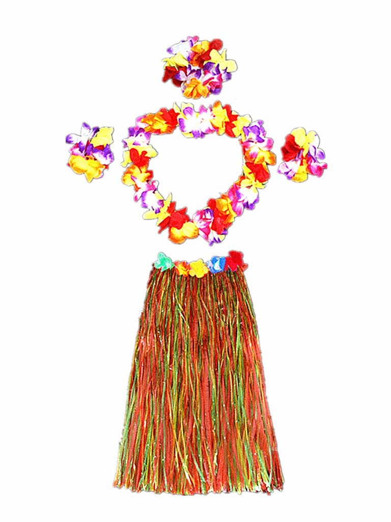 Hawaii Dancing Hula Set Grass Skirt Adult Costume SuitSkirt colormulticolorthicken